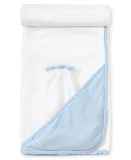 Kissy NEW Dots Towel w/ Mitt-Lt. Blue/White