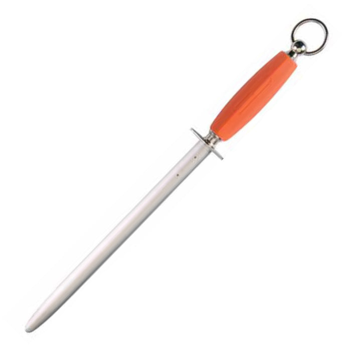 Knife Sharpener with Orange Handle, Smooth Oval 12" Blade