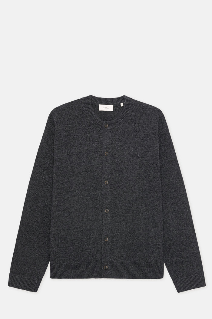 Les Deux Knitted Roundneck Cardigan Charcoal Melange.
