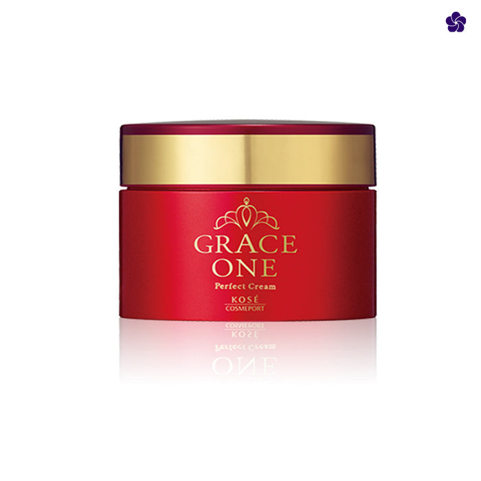 Kose Cosmeport Grace One Perfect Cream jar. Japanese anti-aging cream for mature skin. Buy Japanese skincare at Murasaki Cosmetics