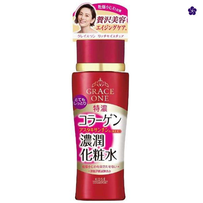 Kose Grace One Rich Moisture Lotion R 180ml. Luxurious Japanese anti-aging face and neck lotion. Buy Japanese lotions at Murasaki Cosmetics