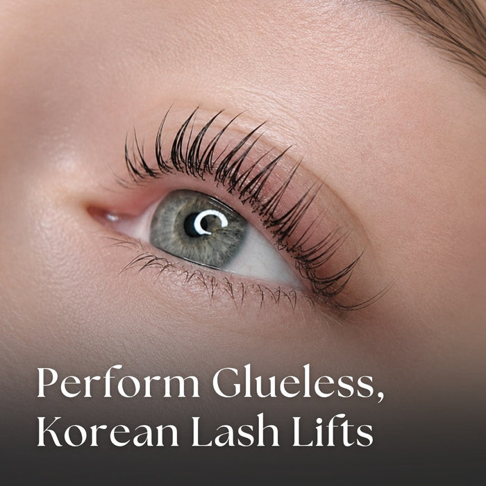 Korean Lash Lift Powder showing lifted natural lashes