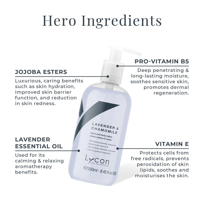 Lavender and Chamomile Hand and Body Lotion Key Ingredients