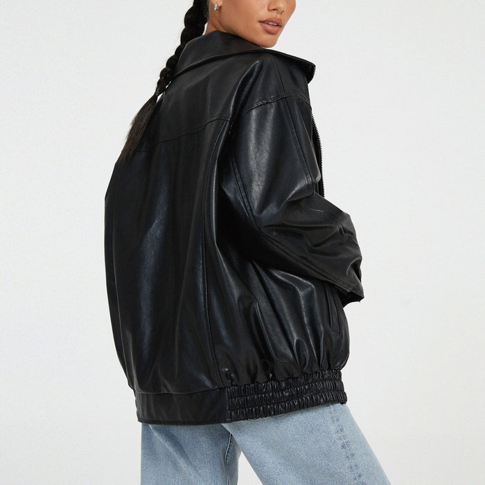 Leather Coat Women's Locomotive Style Top