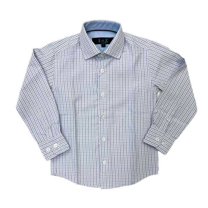 Leo & Zachary Blue Checks Button Down
