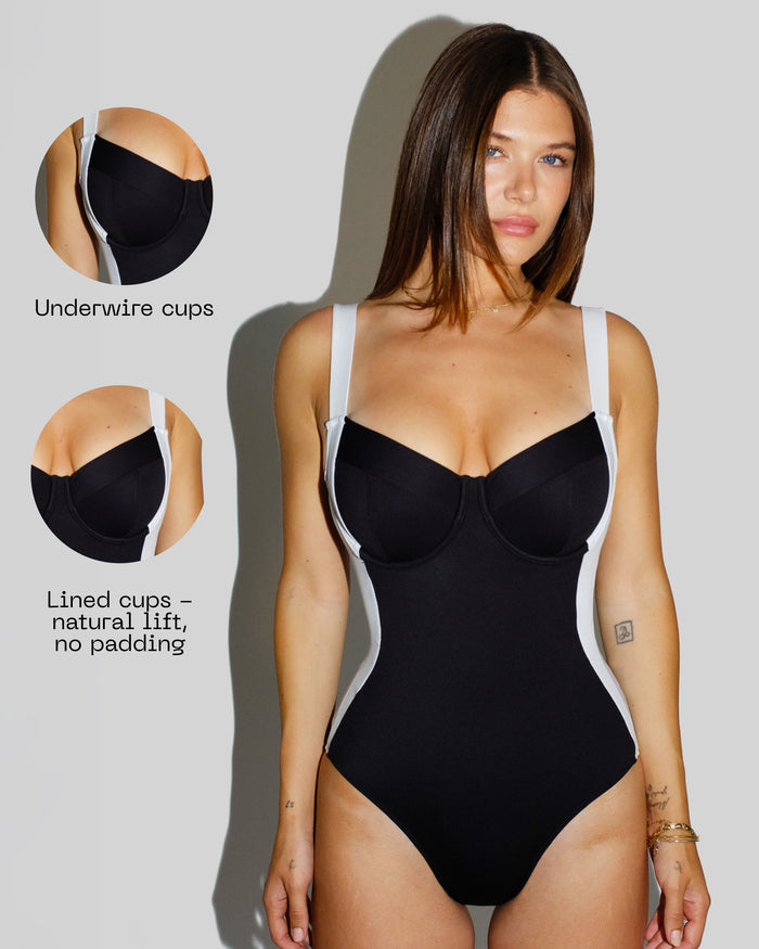 Detail graphic for Lifty - Contour Black/White highlighting underwire cups