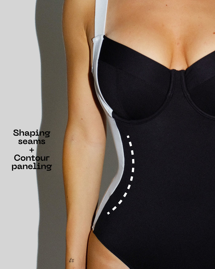 Detail graphic of Lifty - Contour Black/White highlighting contour seams