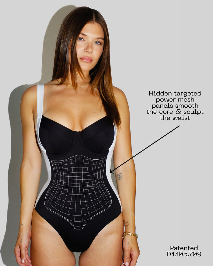 Detail graphic of Lifty - Contour Black/White highlighting the front powermesh