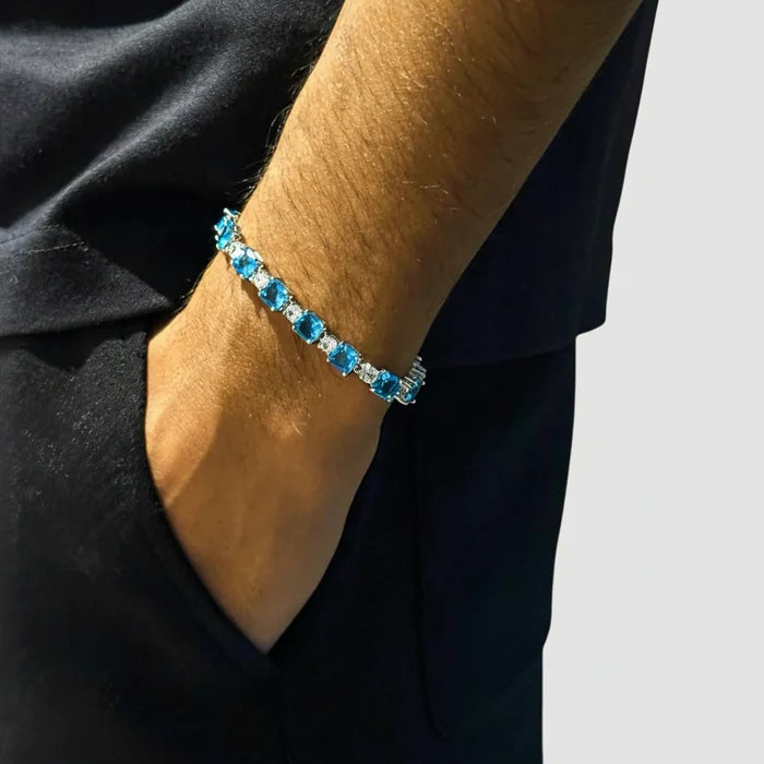 Light Blue Cube Bracelet - Silver