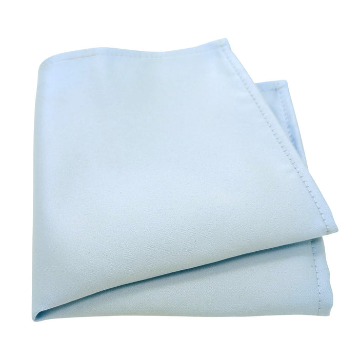 Light Blue Pocket Square - Satin Finish | 100% Polyester handkerchief with smooth texture, ideal for weddings and formalwear accessories.