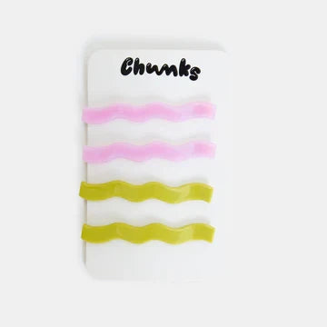 Lilac + Chartreuse Wavy Slide Clips
