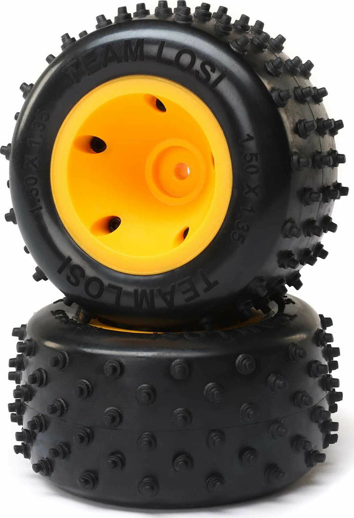 6 Row Rear Tires, Mounted, Orange(2): Mini JRXT