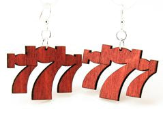 Lucky seven casino earrings, eco-friendly laser-cut jewelry made in USA