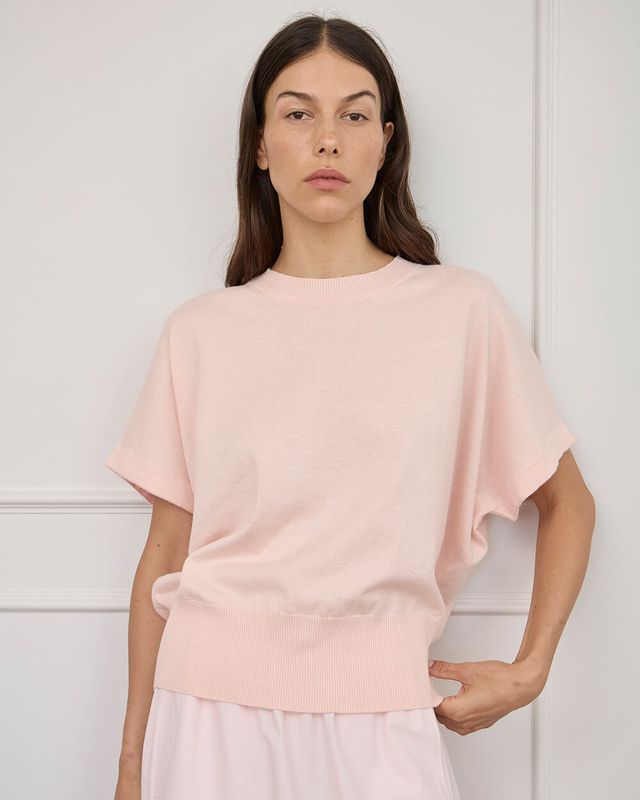 LUCY KNIT TEE | Baby Pink