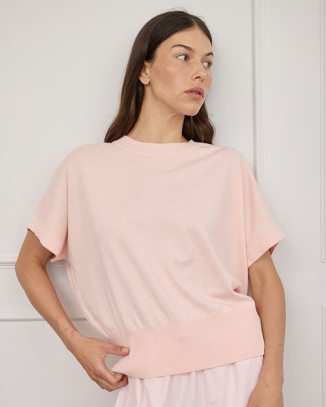 LUCY KNIT TEE | Baby Pink