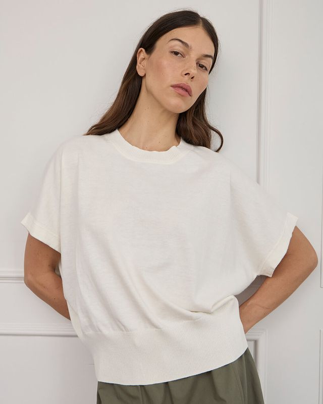 LUCY KNIT TEE | Cream - Darling & Domain