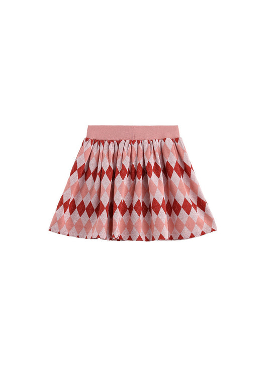 Mabel & Honey Jessica Argyle Skirt-Pink/Red
