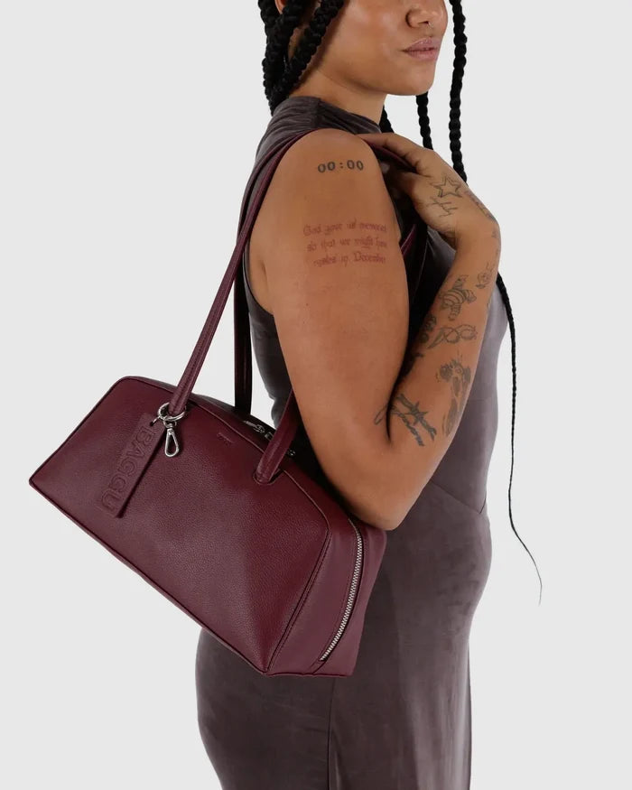 Mahogany Recycled Leather Bowler Bag