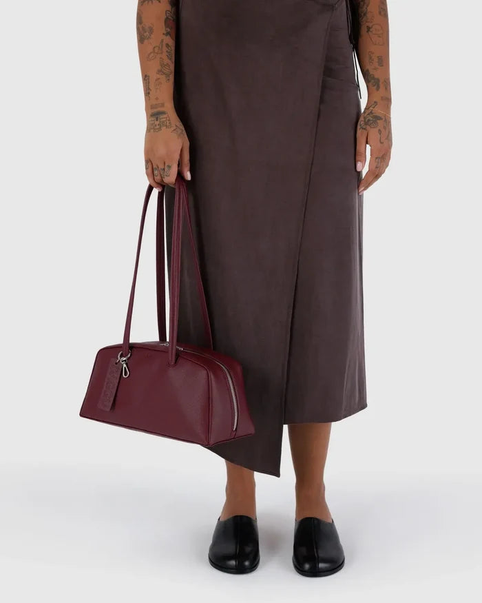 Mahogany Recycled Leather Bowler Bag