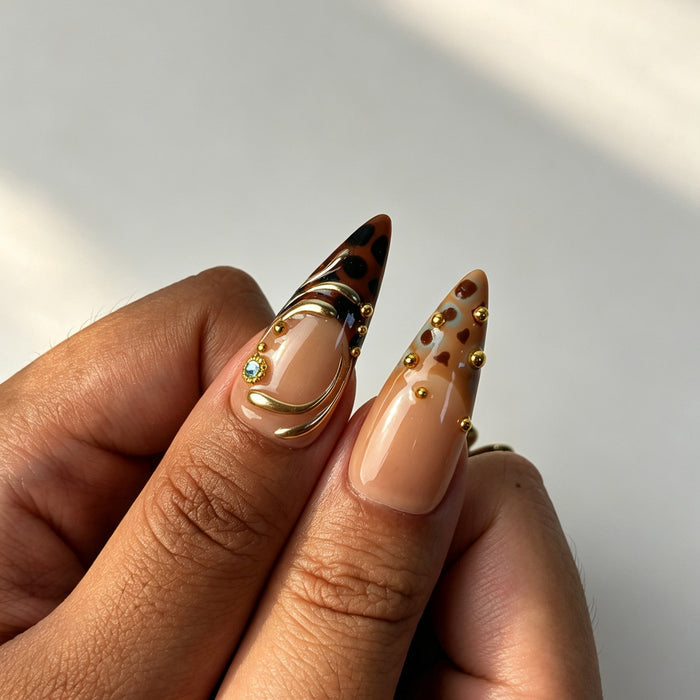 Seamergo Maillard Gilt high‑fashion fall false nails party manicure