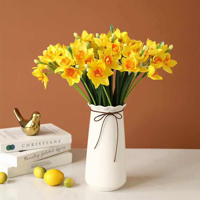 March Birth Flower 15pcs Daffodils Bouquet Stems Artificial Silk Narsissus Flower Wholesale