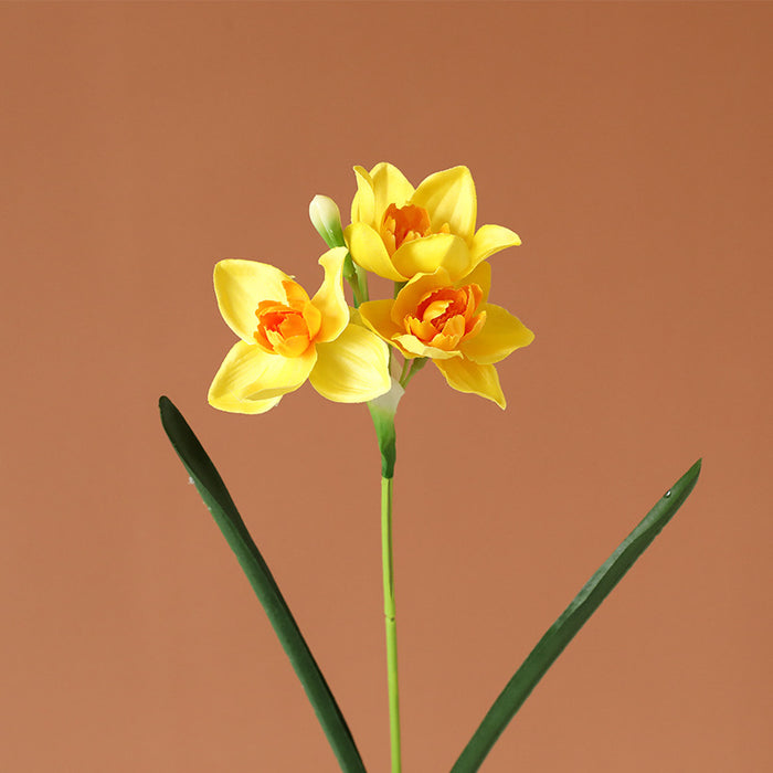 March Birth Flower 15pcs Daffodils Bouquet Stems Artificial Silk Narsissus Flower Wholesale