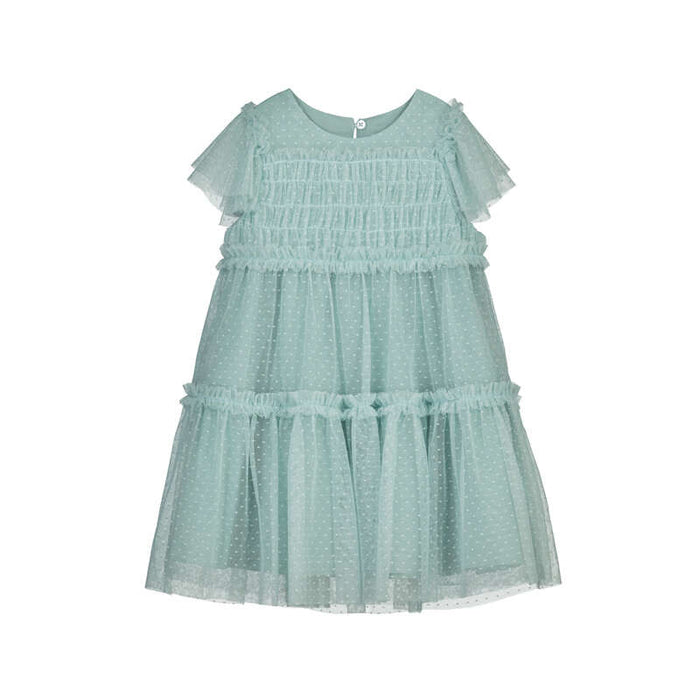 Mayoral Tulle Plumeti Dress-Lake Blue
