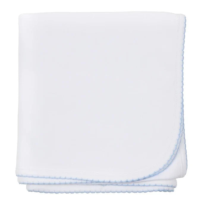 MB Essentials Receiving Blanket w/ Blue Trim