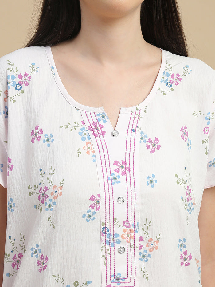 Elegant floral nighty dress for women in premium sleepwear.