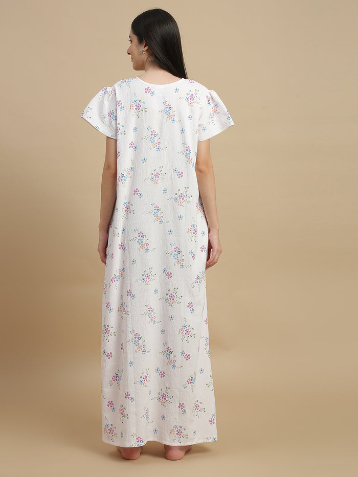 Elegant floral nighty dress for women in premium sleepwear.
