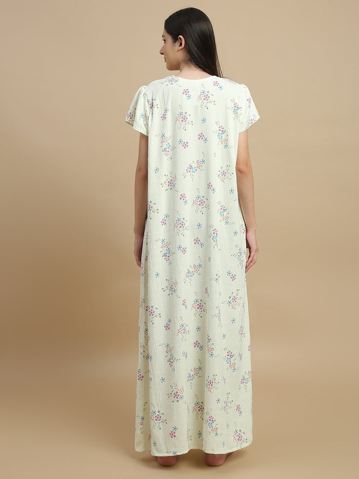 Long frock nighty in soft bamboo feel crush cotton online