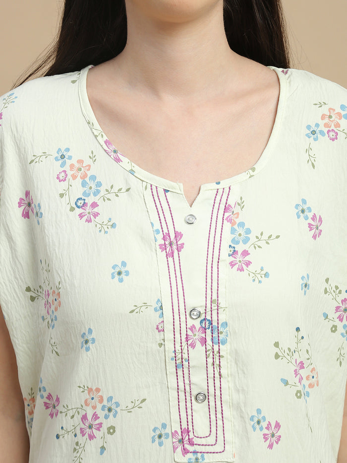 Long frock nighty in soft bamboo feel crush cotton online