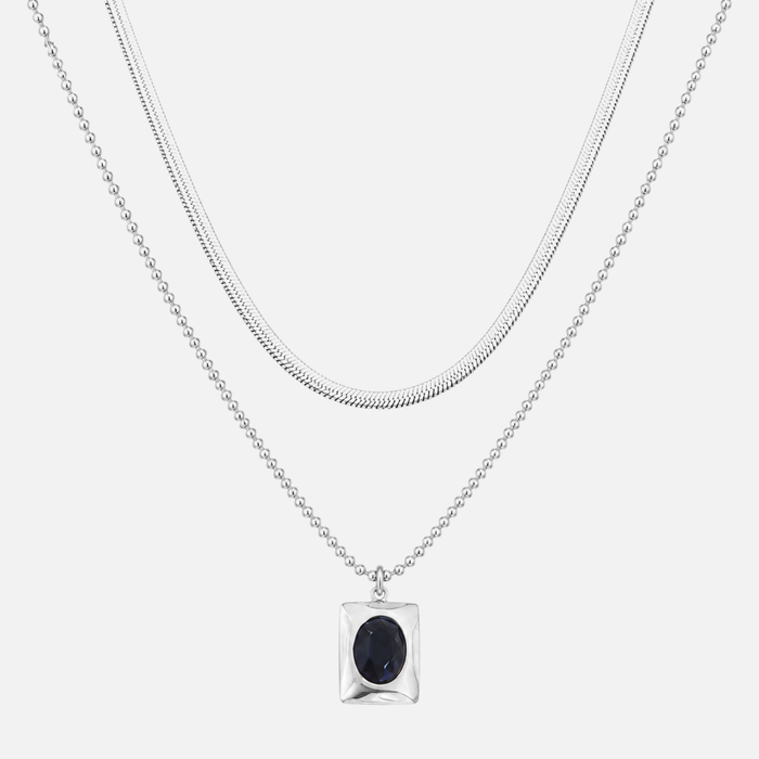 Midnight Gemstone Chain - Silver