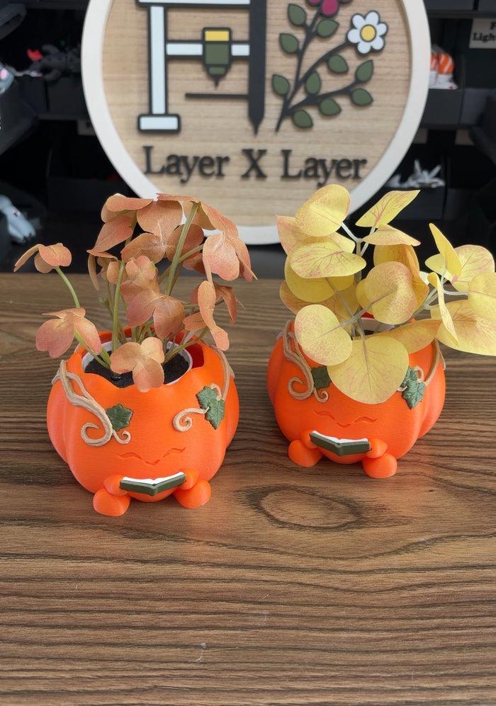 Mini Reading Pumpkin Planter