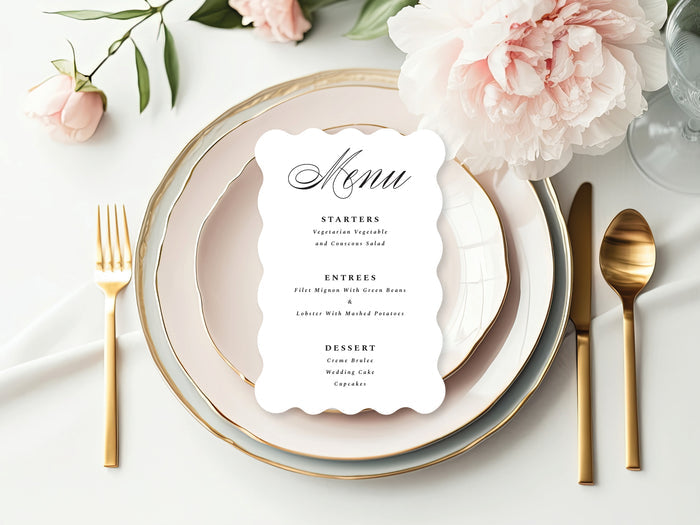 Minimal - Custom Wavy Die Cut Menu
