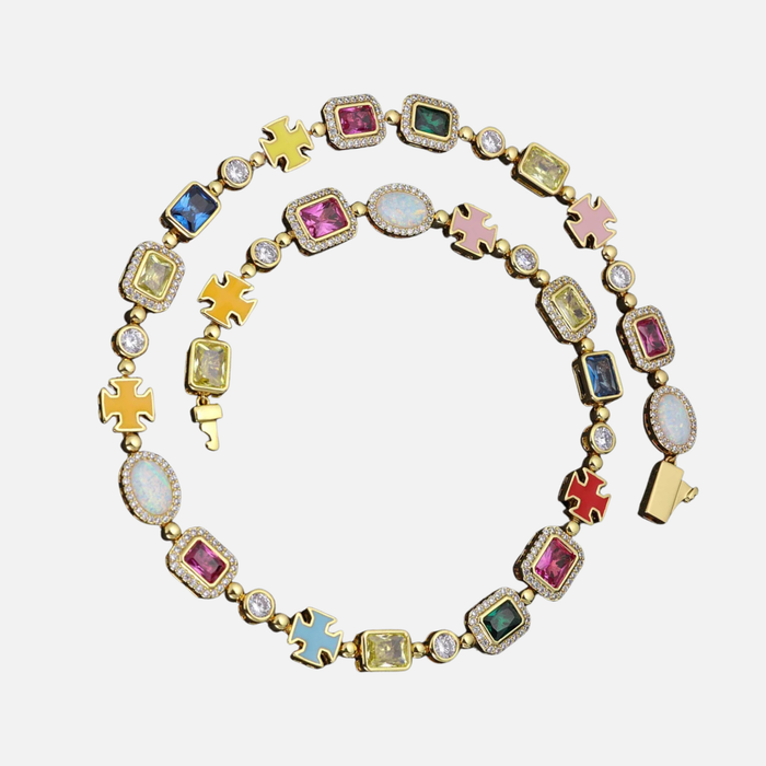 Mixed Gemstone Necklace - Gold