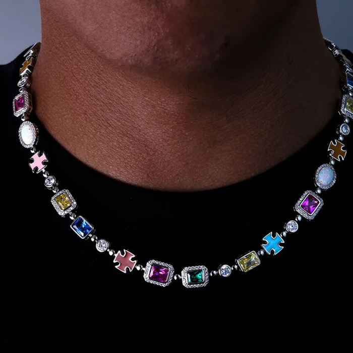 Mixed Gemstone Necklace - Silver