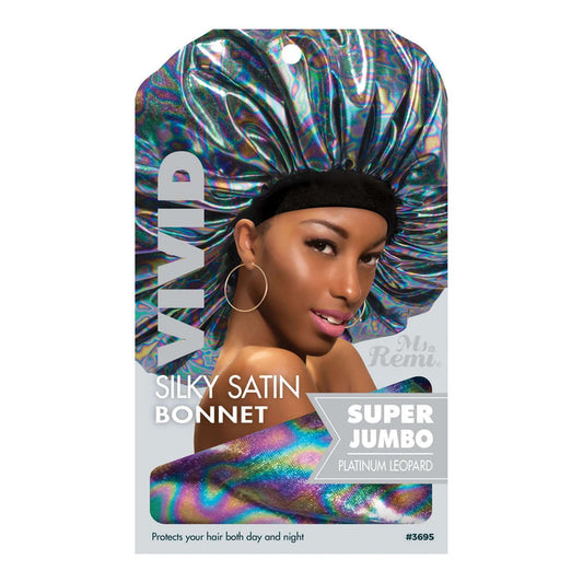 Ms. Remi Vivid Silky Satin Bonnet X-Jumbo, 1 Count, Platinum Leopard