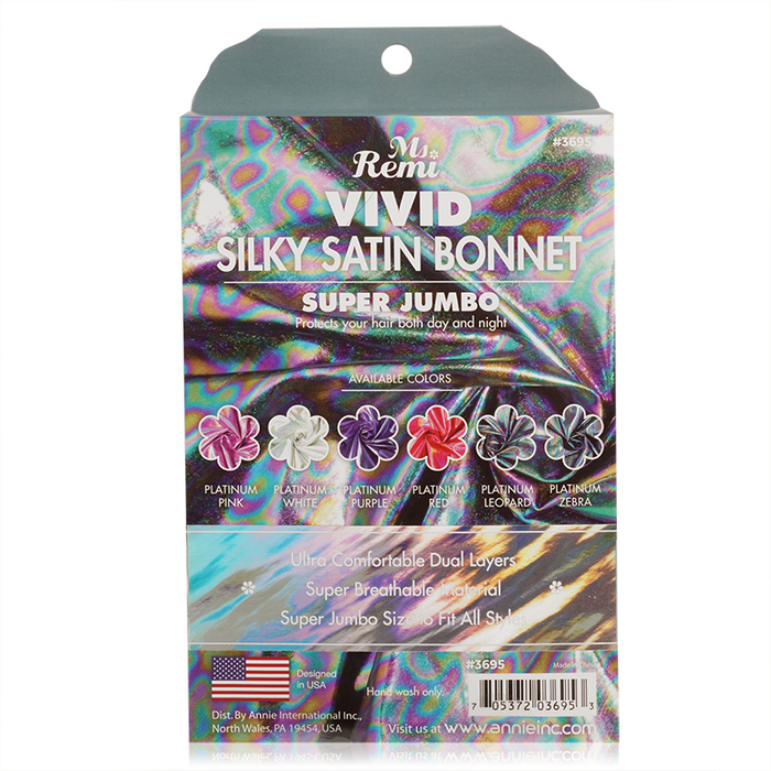 Ms. Remi Vivid Silky Satin Bonnet X-Jumbo, 1 Count, Platinum Leopard