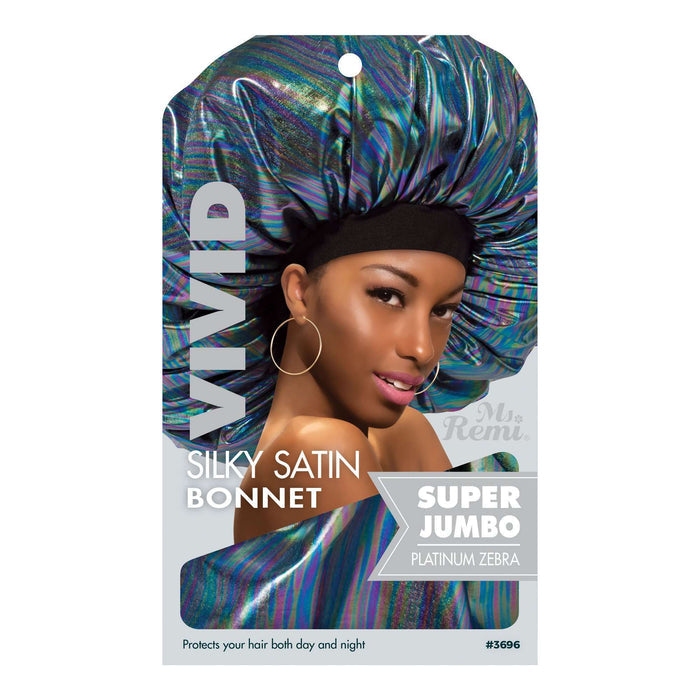 Ms. Remi Vivid Silky Satin Bonnet X-Jumbo, 1 Count, Platinum Zebra