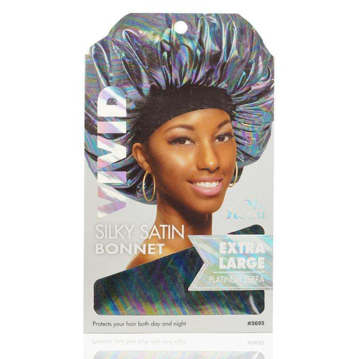 Ms. Remi Vivid Silky Satin Bonnet X-Large, 1 Count, Platinum Zebra