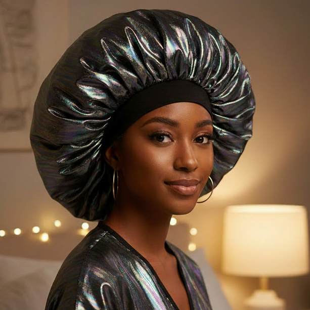 Ms. Remi Vivid Silky Satin Bonnet X-Large, 1 Count, Platinum Zebra