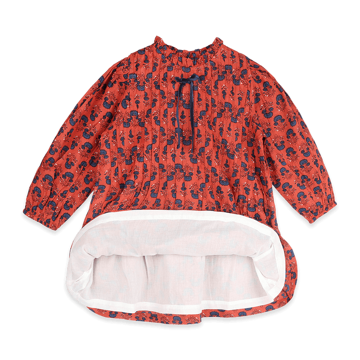 Myra Pleated Girl Dress - Terracotta (Organic Cotton) - Voile Lining