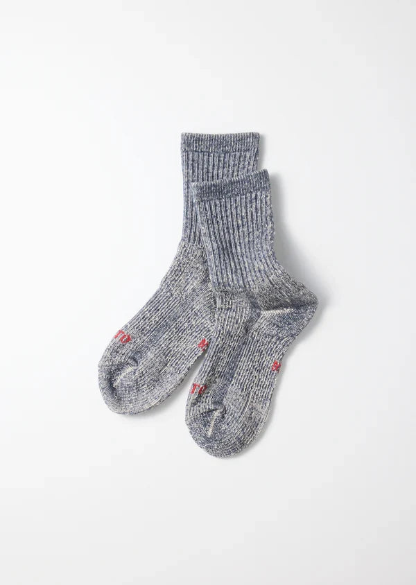 Navy Double Face Organic Cotton Mini Crew Socks