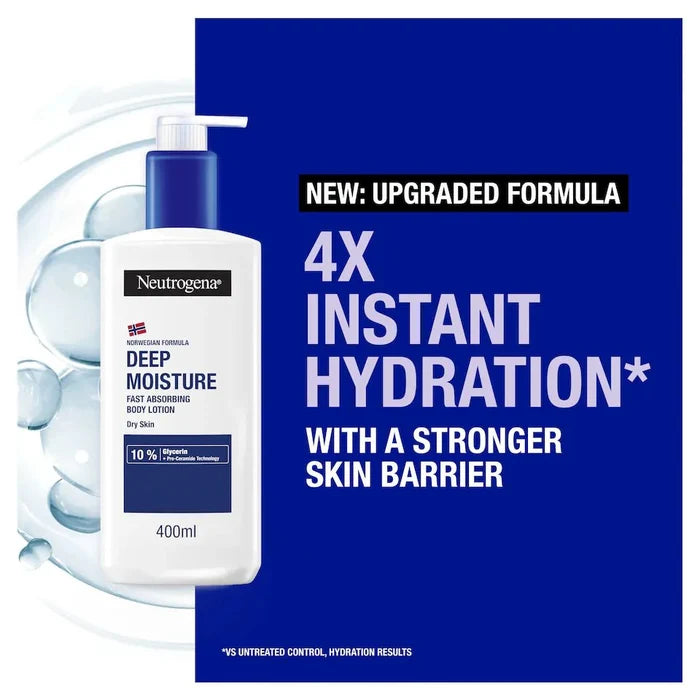 Neutrogena Deep Moisture Fast Absorbing Body Lotion 400ml لوشن الجسم نيتروجينا ديب مويستشر سريع الامتصاص - Princess Cosmetics Qatar