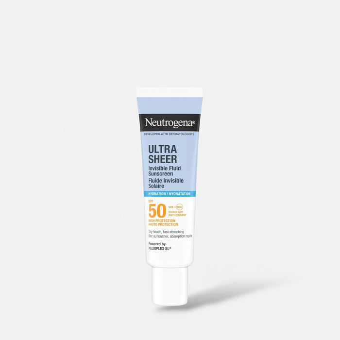 Neutrogena Ultra Sheer Invisible Fluid Sunscreen Hydration SPF50 50ml واقي الشمس السائل غير المرئي من نيتروجينا ألترا شير بعامل حماية من الشمس 50 - Princess Cosmetics Qatar