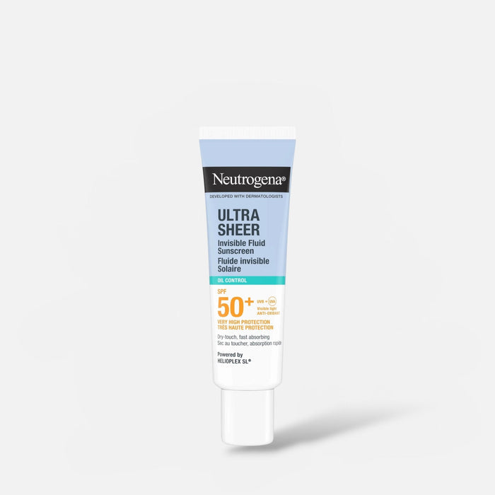 Neutrogena Ultra Sheer Invisible Fluid Sunscreen Oil Control SPF50 50ml واقي الشمس السائل غير المرئي من نيتروجينا ألترا شير للتحكم في الزيوت بعامل حماية من الشمس 50 - Princess Cosmetics Qatar