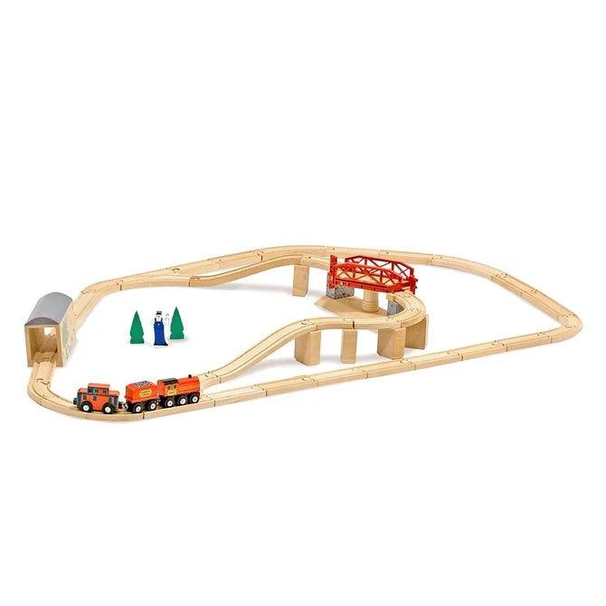 *NEW* Melissa & Doug Wooden Swivel Bridge Train Set