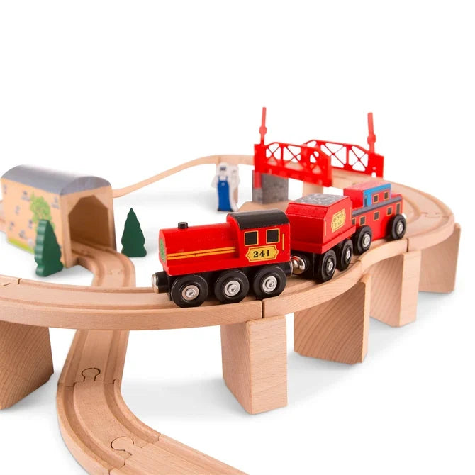 *NEW* Melissa & Doug Wooden Swivel Bridge Train Set