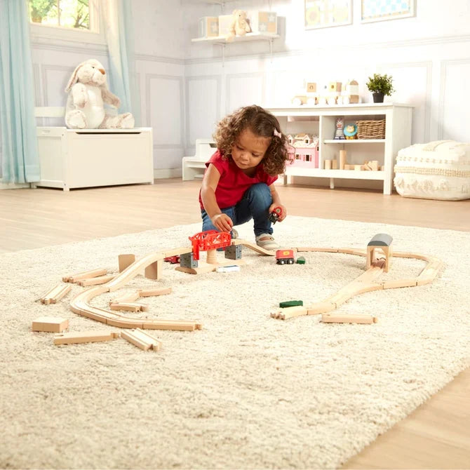 *NEW* Melissa & Doug Wooden Swivel Bridge Train Set